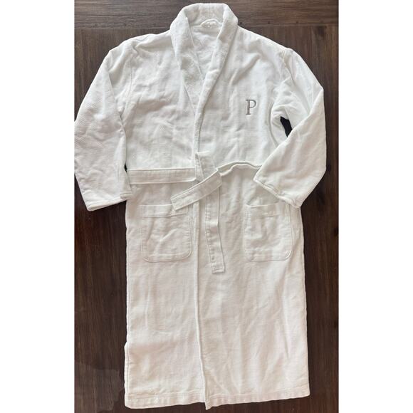 Pottery Barn Robe Mens Large Turkish Cotton Belted Spa Bath Lounge P Monogram - Picture 6 of 12